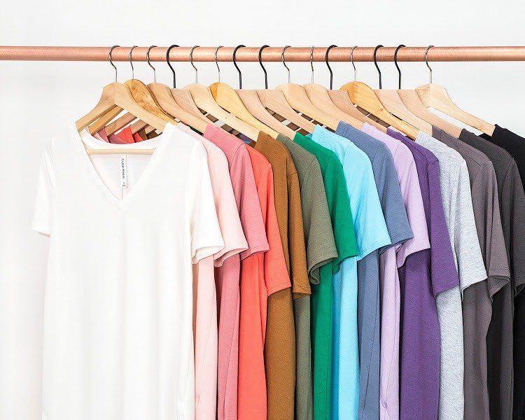 Rack of colorful tees