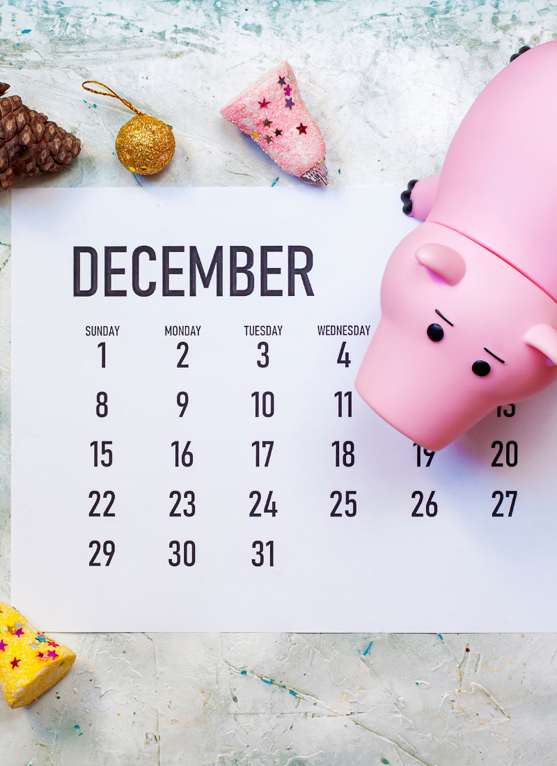 December calendar for debt free Christmas