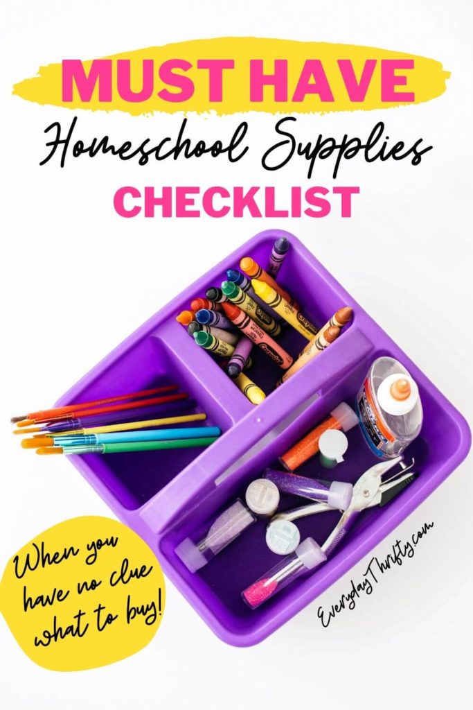 Pinterest graphic for must have homeschool supplies