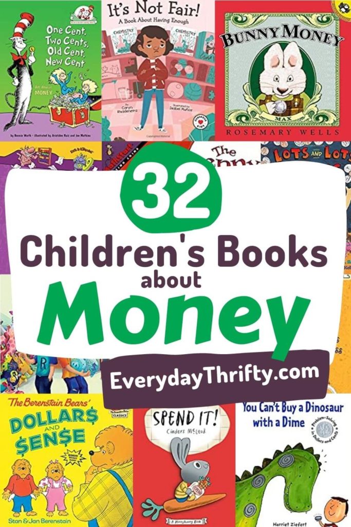 Collection of kids' books for 32 of the Best Children's Books about Money