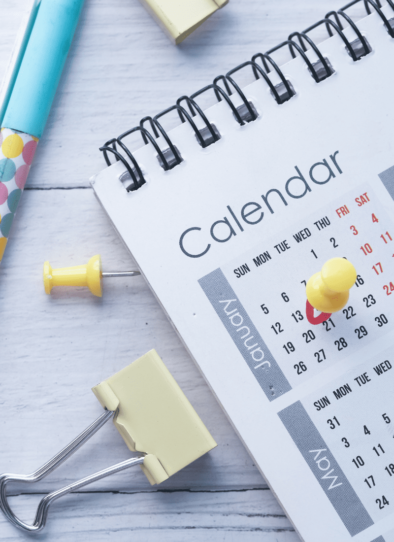 Calendar and pen for 52 Week Money Challenge 2021
