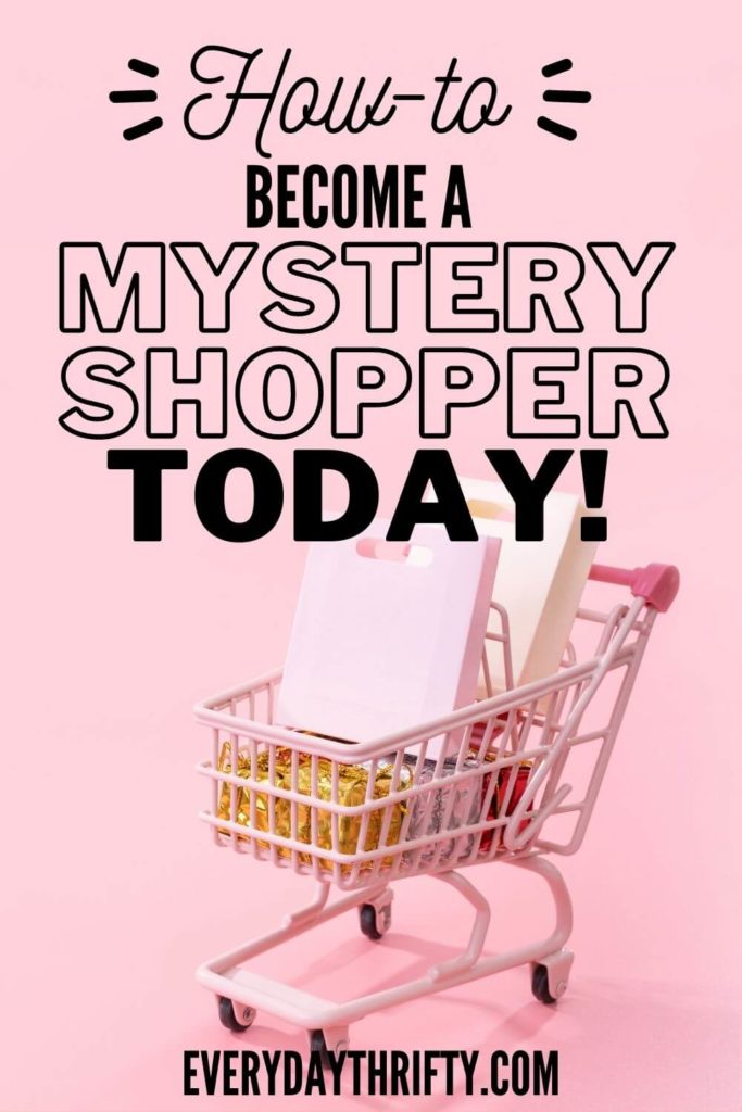 Shopping cart and text: "How to become a mystery shopper today!"