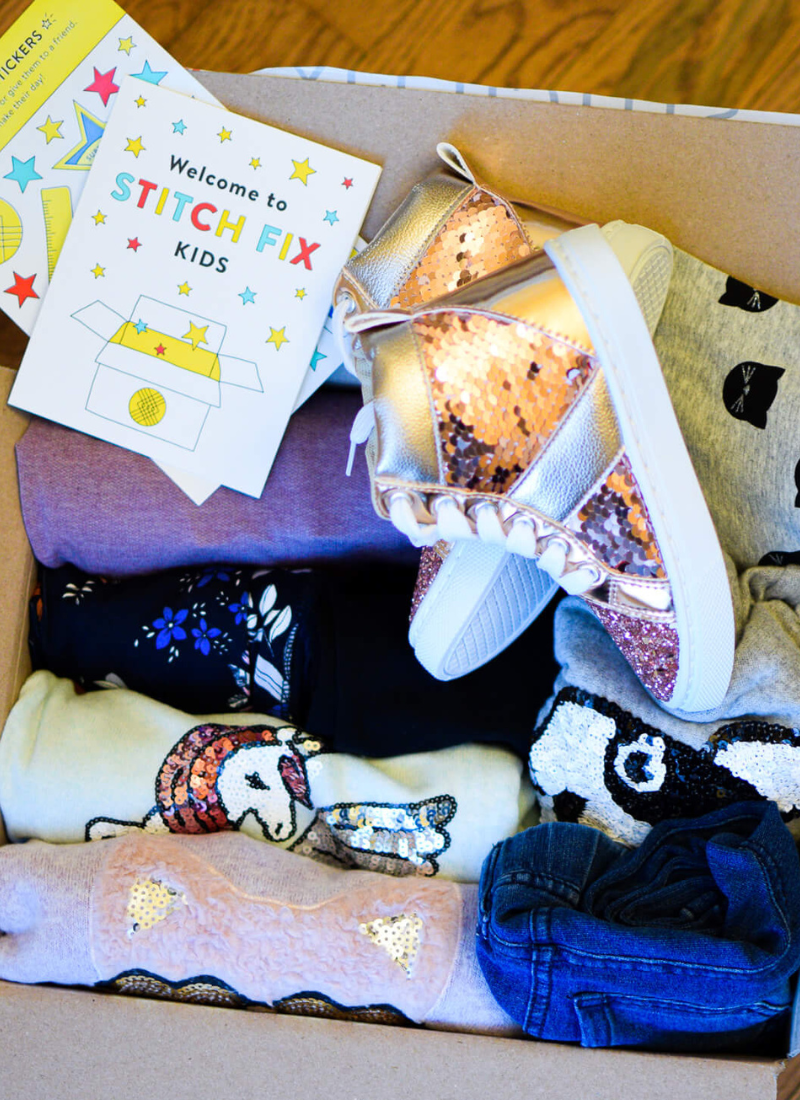 Box with kids clothes in it for Stitch Fix Kids 2021 Review