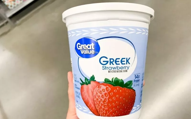 Container of Greek Yogurt for The Ultimate Cheap Grocery List