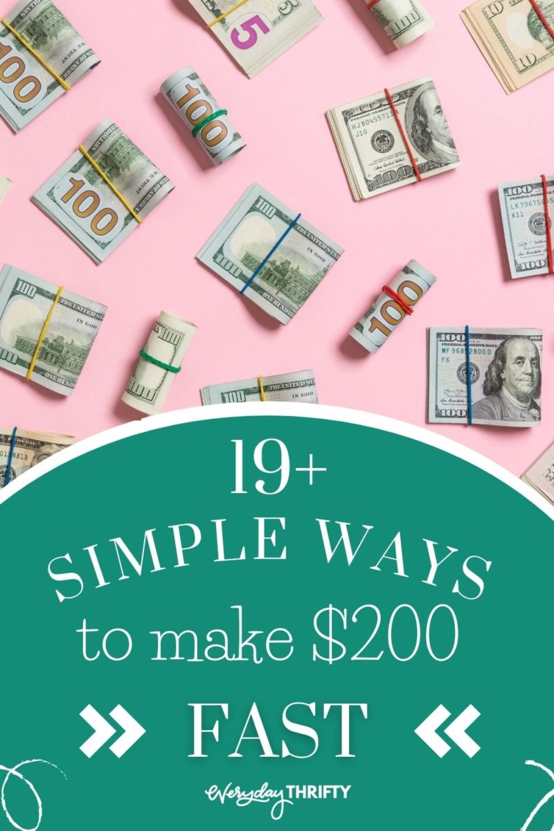 pink background with rolled up money for how to make $200 fast