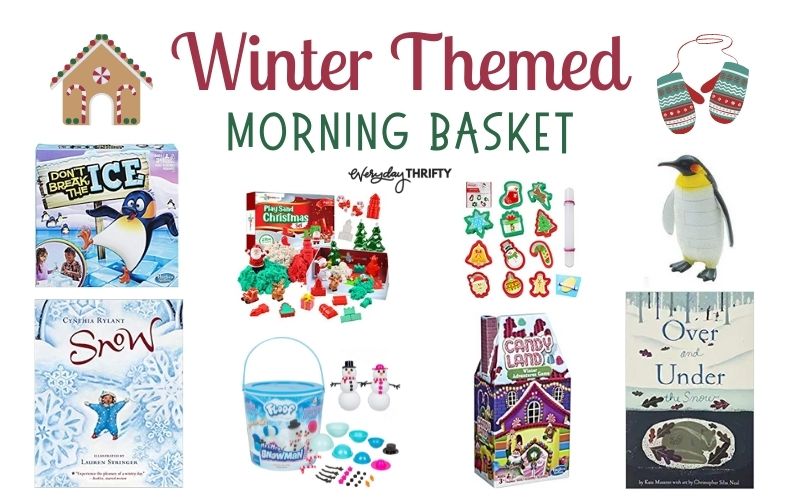 Winter morning bin theme with puzzles, games, books, and educational activities. 