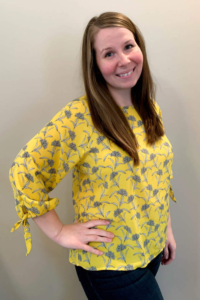 Papermoon Larie Tie Sleeve Blouse Yellow for review of Stitch Fix. 