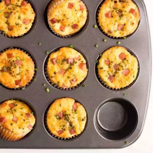 Ham and cheddar muffins for a cheap and easy lunch.