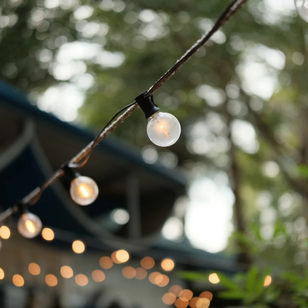String lights for backyard landscaping ideas on a budget