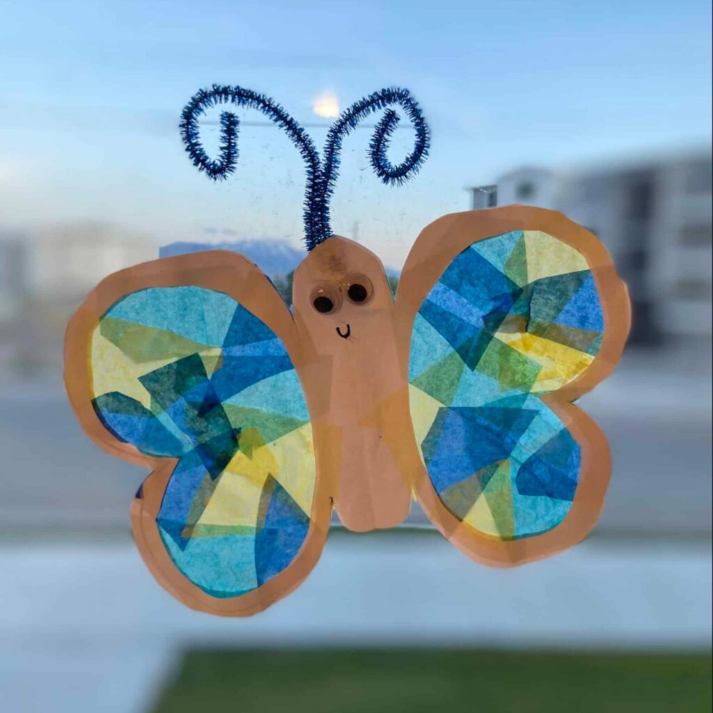 Colorful homemade butterfly craft