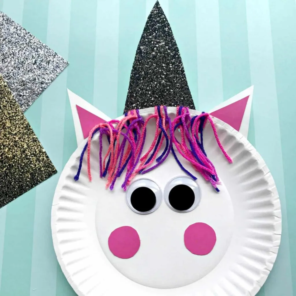Paper plate unicorn craft for dollar store craft ideas