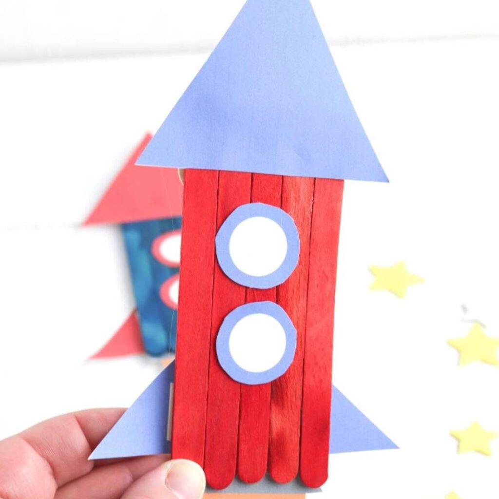 Blue and red popsicle rocket ship craft
